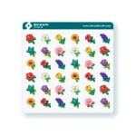 Hoja de pegatinas de flores pixel art