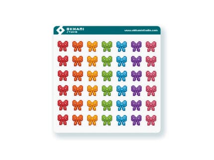 Hoja de pegatinas lazos pixel art