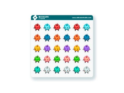 Hoja de pegatinas Junimos pixel art