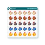 Hoja de pegatinas de gallinas pixel art