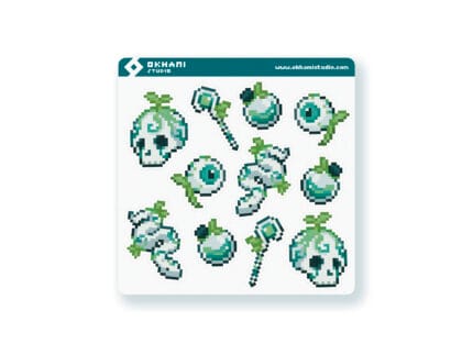 Hoja de pegatinas de jungla maldita pixel art