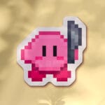 Pegatina Kirby meme cuchillo