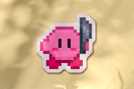 Pegatina Kirby meme cuchillo