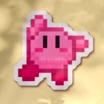 Pegatina Kirby pixel art - saludo