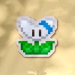 Pegatina flor bumerán pixel art