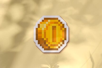 Pegatina moneda pixel art