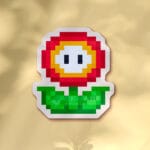 Pegatina Flor fuego Mario  pixel art