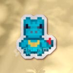 Pegatina Totodile pixel art
