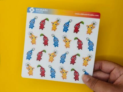 Hoja de pegatinas Pikmin pixel art